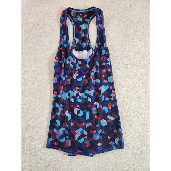 Athleta Tops - Athleta Geometric Blue Red Black Performance Racerback Tank Top Size Small